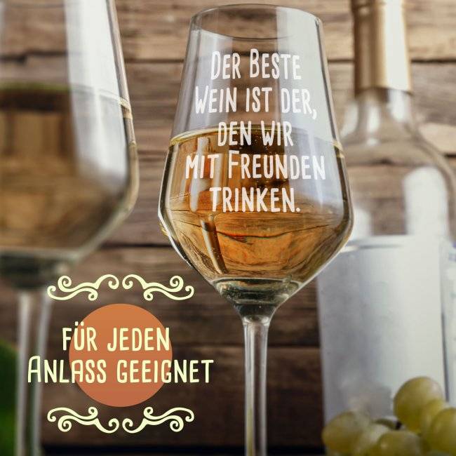 Tassendruck Weißweinglas gravieren - mit Text selbst gestalten Outlet