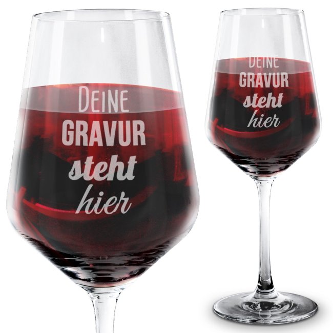 Tassendruck Rotweinglas mit Gravur - mit Text selbst gestalten Auslauf