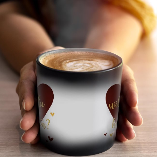 Tassendruck Zaubertasse - Willst du mich heiraten? Herz - Magic Mug Saisonschlussverkauf