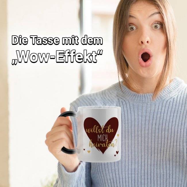 Tassendruck Zaubertasse - Willst du mich heiraten? Herz - Magic Mug Saisonschlussverkauf
