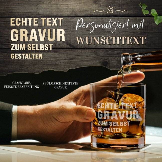 Tassendruck Personalisiertes Whiskyglas mit Gravur selbst gestalten - 300 ml Vatertagsangebot