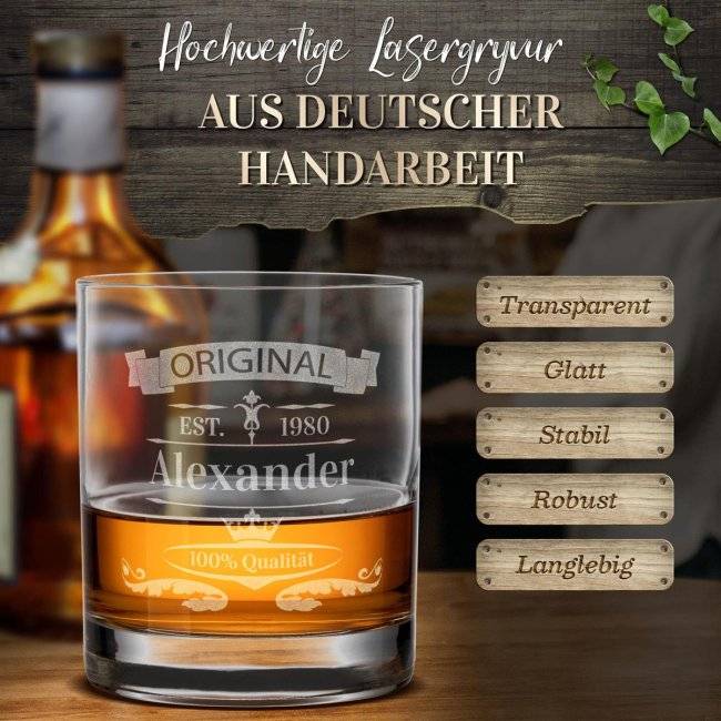 Tassendruck Whiskyglas - Original -Jahr & Name - 300 ml Lagerräumung