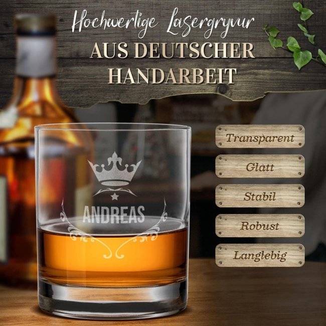 Tassendruck Whiskyglas - Krone-Name - 300 ml Online Outlet