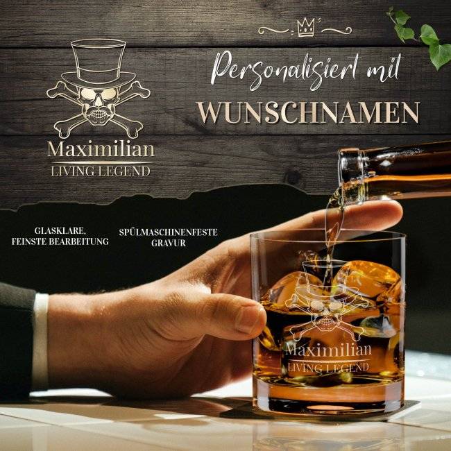 Tassendruck Whiskyglas - Living Legend-Name - 300 ml Zeitlich begrenztes Angebot
