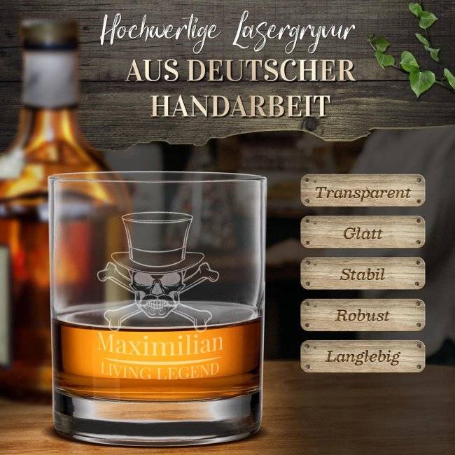 Tassendruck Whiskyglas - Living Legend-Name - 300 ml Zeitlich begrenztes Angebot