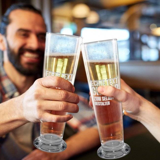 Tassendruck Graviertes Bierglas selbst gestalten Kauf eins, bekomm eins gratis