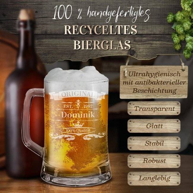 Tassendruck Glas-Bierkrug - Original-Jahr & Name - 450 ml - mit Henkel Wochenangebot