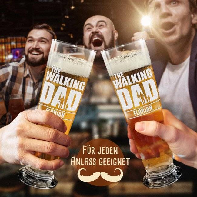 Tassendruck Graviertes Bierglas mit Name - The Walking Dad JETZT KAUFEN