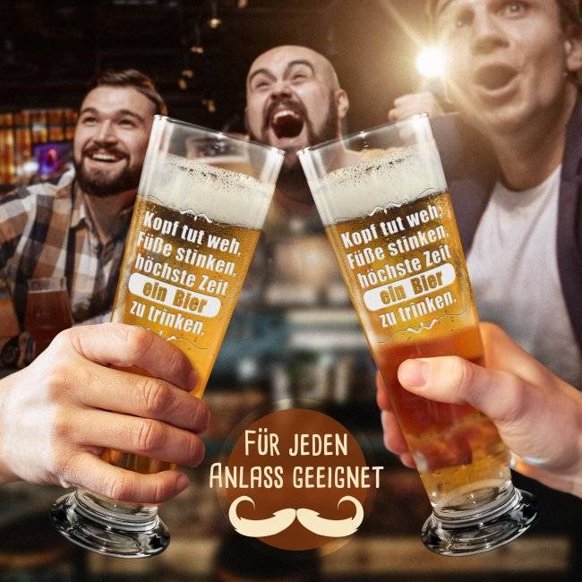 Tassendruck Graviertes Bierglas - Kopf tut weh Letzter Tag