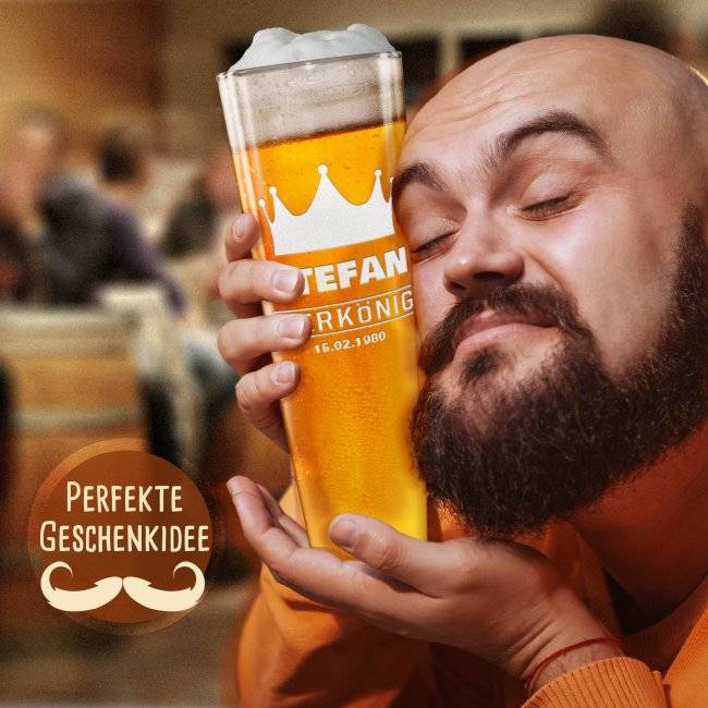 Tassendruck Graviertes Bierglas mit Name - Bierkönig Zeitbegrenzte Promotion