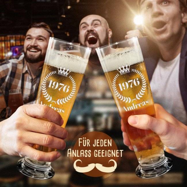 Tassendruck Graviertes Bierglas mit Name & Zahl Bis zu 50% Rabatt