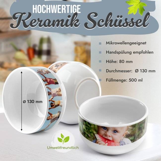 Tassendruck Müslischale selbst gestalten mit Foto - Ø 13 cm, Keramik Bis zu 65% Rabatt