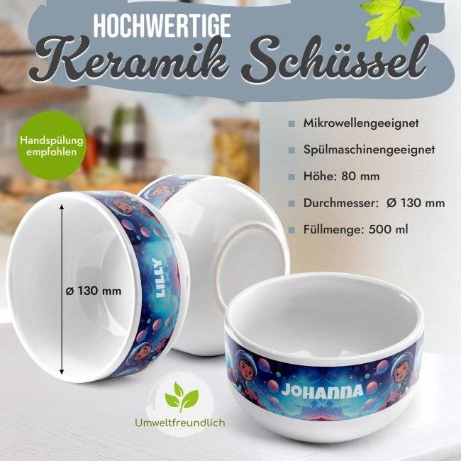 Tassendruck Kinder-Müslischüssel - Astronaut - mit Name - 500 ml Bis zu 55% Rabatt
