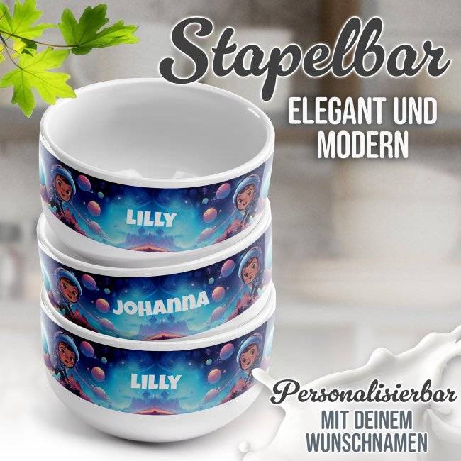 Tassendruck Kinder-Müslischüssel - Astronaut - mit Name - 500 ml Bis zu 55% Rabatt