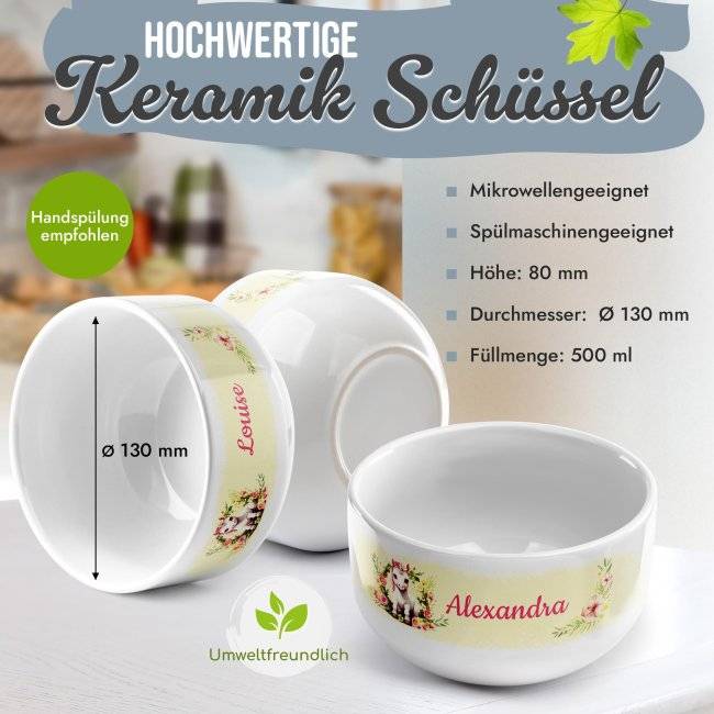 Tassendruck Kinder-Müslischüssel - Einhorn Gelb - mit Name - 500 ml Super Rabatt