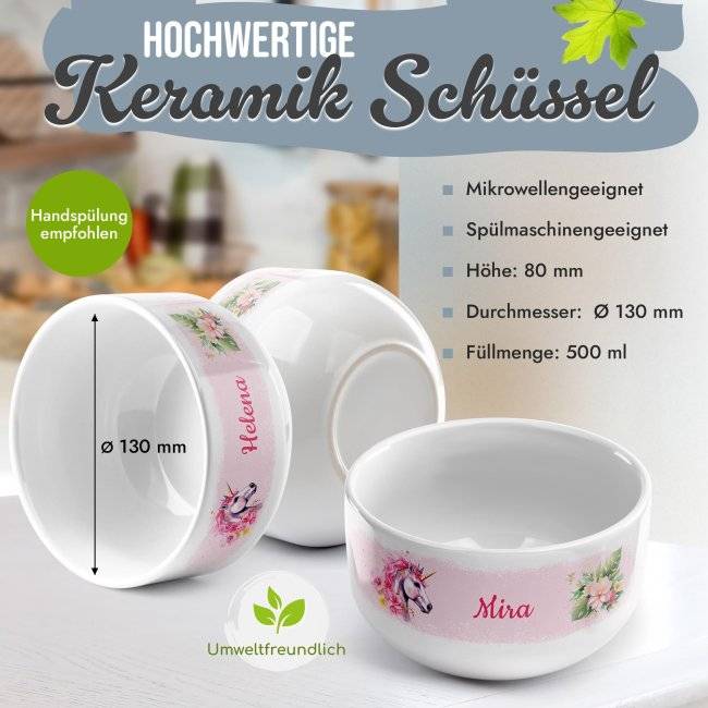 Tassendruck Kinder-Müslischüssel - Einhorn Rosa - mit Name - 500 ml Riesige Rabatte