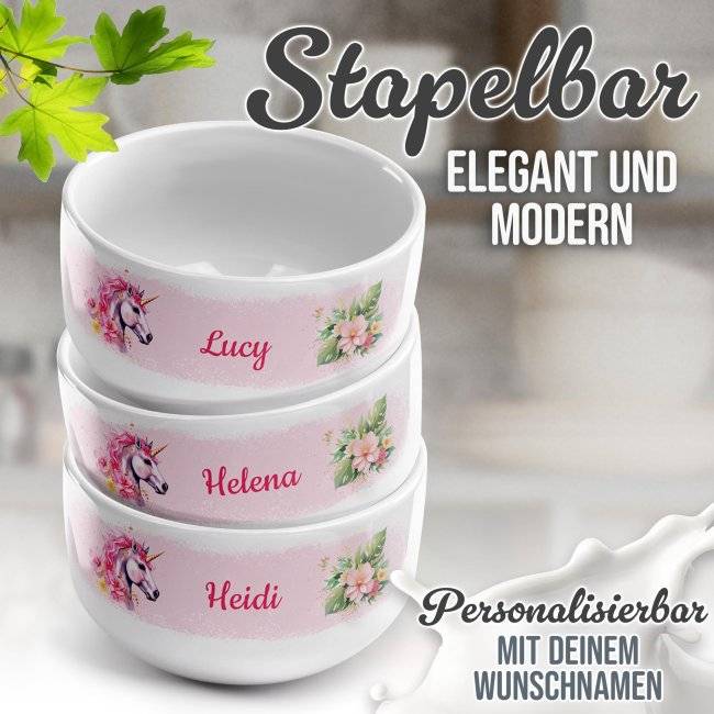 Tassendruck Kinder-Müslischüssel - Einhorn Rosa - mit Name - 500 ml Riesige Rabatte