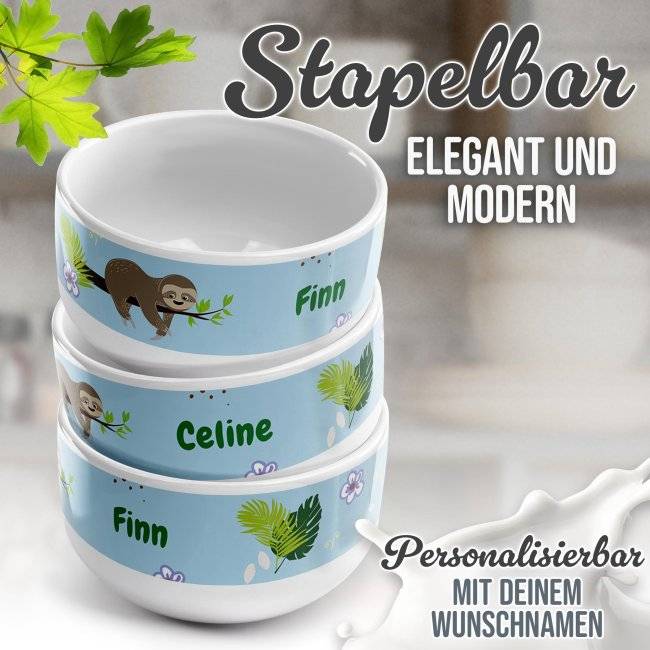 Tassendruck Kinder-Müslischüssel - Faultier - mit Name - 500 ml Clearance-Verkauf