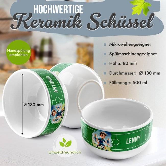 Tassendruck Kinder-Müslischüssel - Fußball - mit Name - 500 ml Speichern exportieren