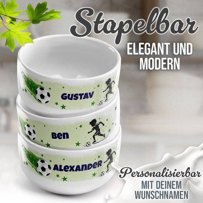 Tassendruck Kinder-Müslischüssel - Fussball Junge - mit Name - 500 ml Black Friday Preise