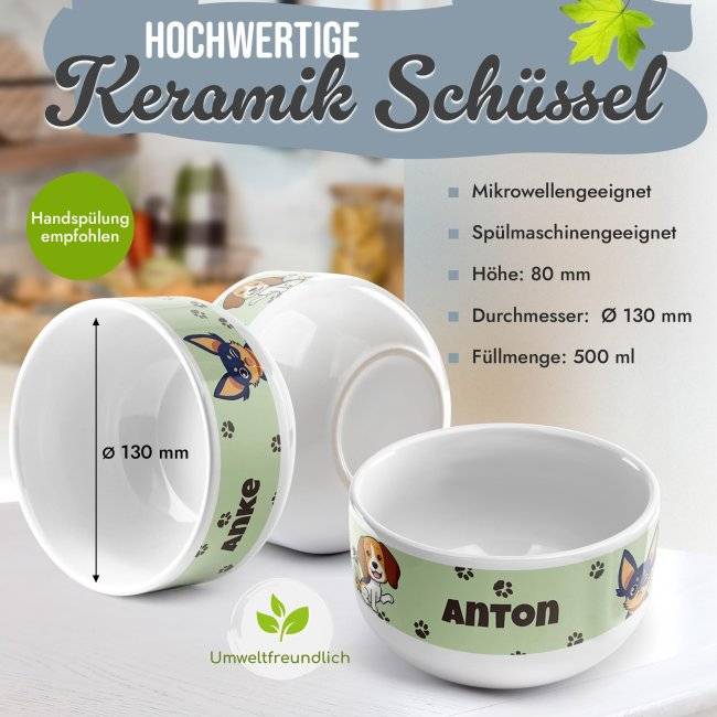 Tassendruck Kinder-Müslischüssel - Hund Comic - mit Name - 500 ml Im Verkauf