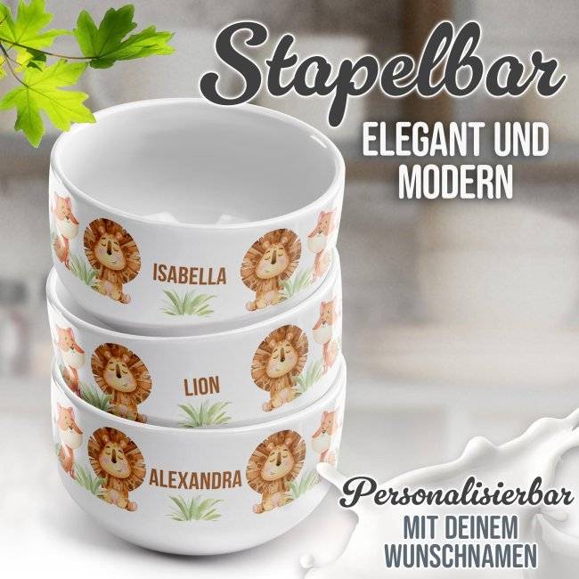 Tassendruck Kinder-Müslischüssel - Lustige Tierchen - mit Name - 500 ml Rabatte dieses Monats