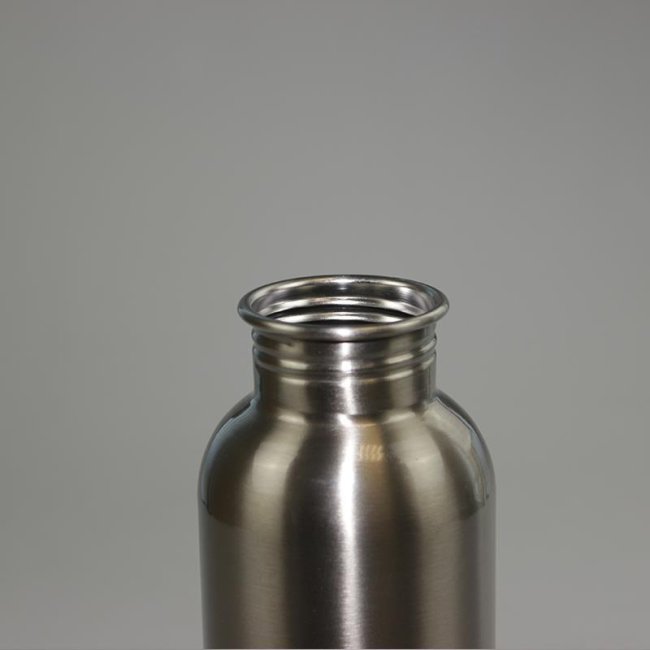 Tassendruck Edelstahl-Trinkflasche silber 600 ml Auslauf