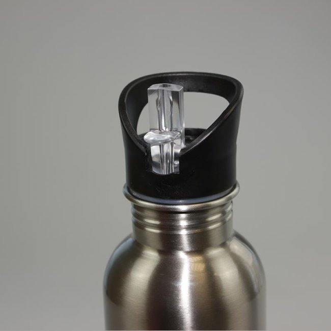 Tassendruck Edelstahl-Trinkflasche silber 600 ml Auslauf