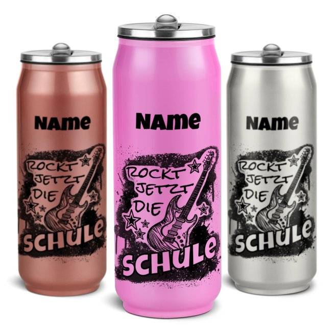 Tassendruck Cola-Dose - Rockt die Schule - mit Name - 3 Farben