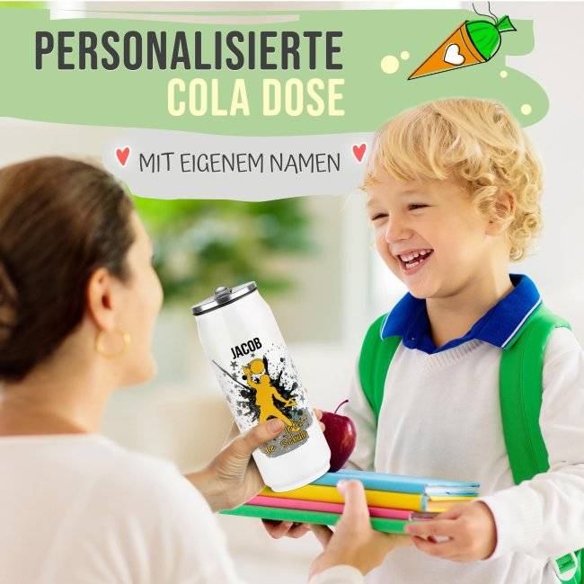 Tassendruck Cola-Dose - Rockt die Schule Junge - mit Name - Weiß 420 ml Blitzverkäufe