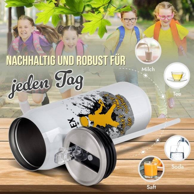 Tassendruck Cola-Dose - Rockt die Schule Junge - mit Name - Weiß 420 ml Blitzverkäufe