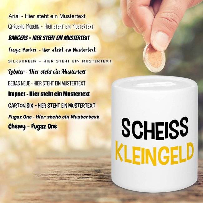 Tassendruck Spardose zum selbst Beschriften mit Wunschtext Online Shopping