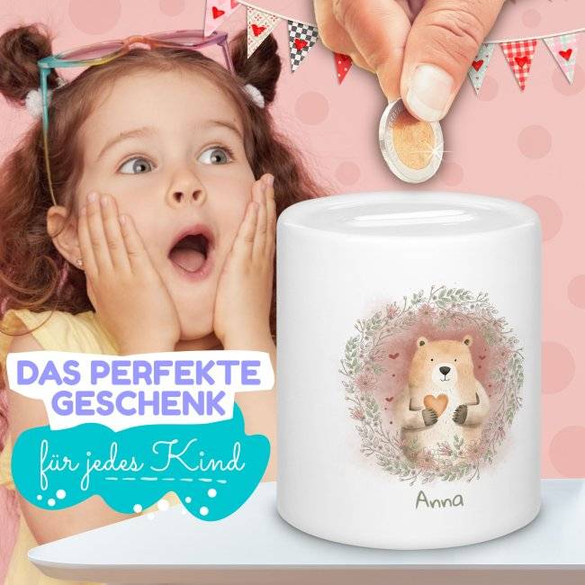 Tassendruck Personalisierte Spardose als Geschenk für Kinder - mit 6 süßen Tiermotiven zur Auswahl - mit Name personalisierbar Weihnachtsangebot