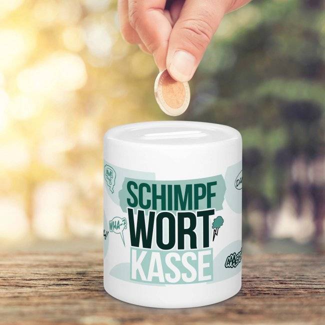 Tassendruck Spardose - Schimpfwortkasse Jubiläumsangebot