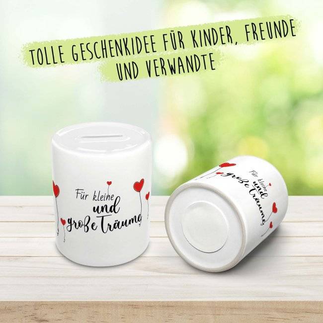 Tassendruck Spardose - Für kleine und große Träume Lagerräumung