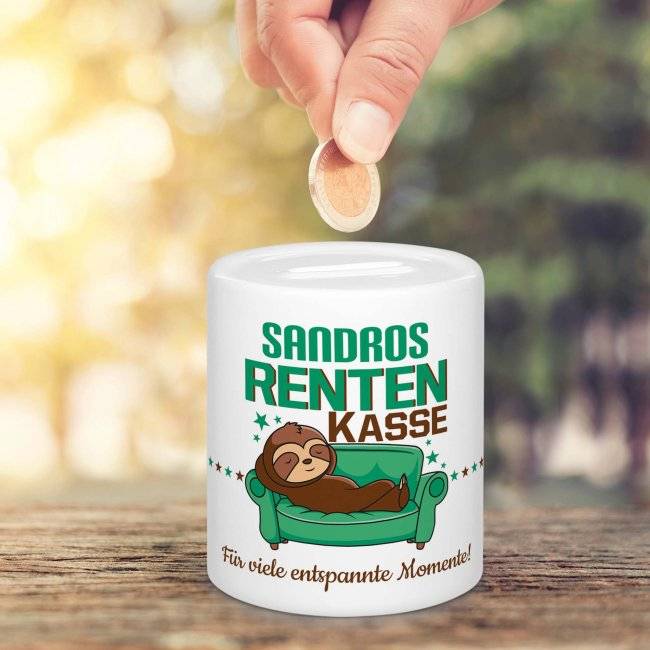 Tassendruck Spardose für Renter - Rentenkasse - mit Name personalisierbar Exklusive Angebote