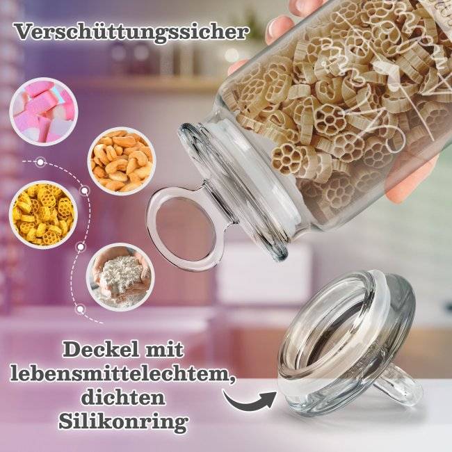 Tassendruck Vorratsdose aus Glas mit Gravur - mit Namen und Datum personalisieren - Verschiedene Größen Neuheiten