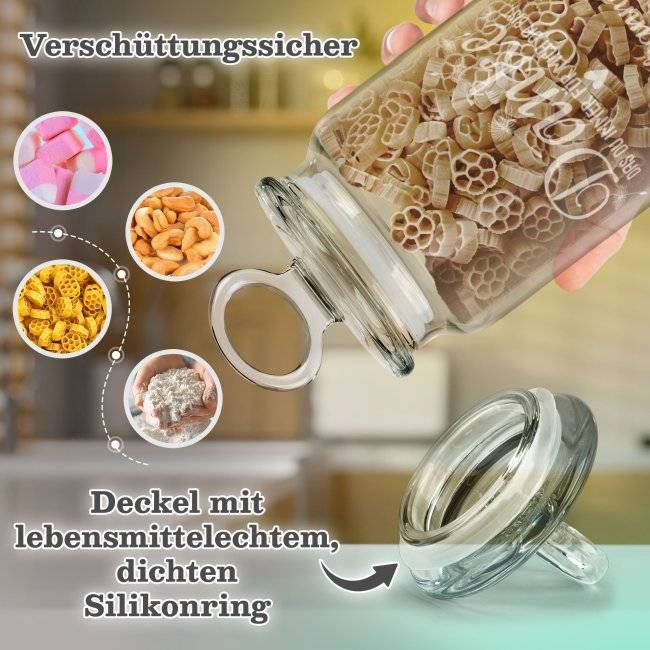 Tassendruck Personalisierte Vorratsdose aus Glas - Danke - mit Name gravieren - Verschiedene Größen Tägliche Deals