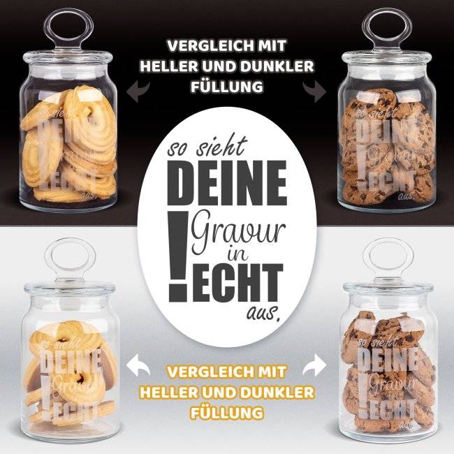 Tassendruck Vorratsdose aus Glas mit Gravur - Liebe meines Lebens - mit Name - Verschiedene Größen Begrenzte Freigabe