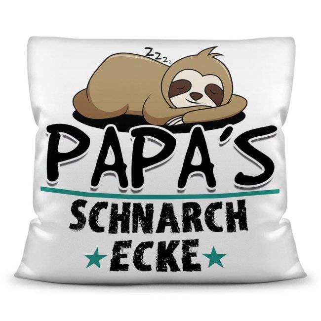 Tassendruck Kuschel-Kissen mit Spruch für Papa - Papas Schnarch-Ecke