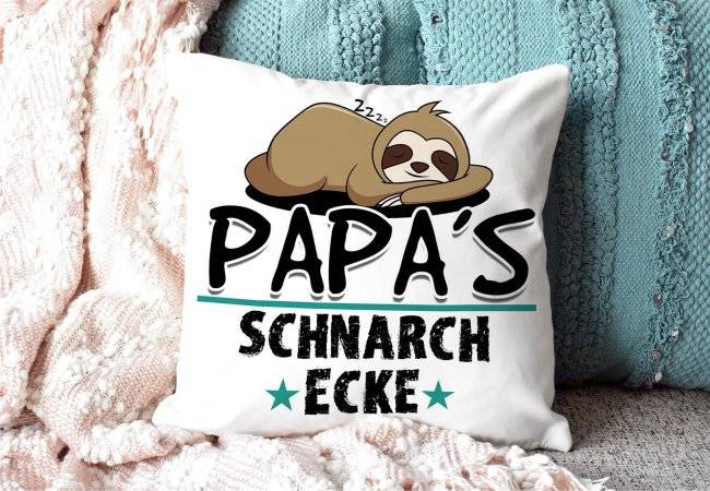 Tassendruck Kuschel-Kissen mit Spruch für Papa - Papas Schnarch-Ecke Bis zu 65% Rabatt
