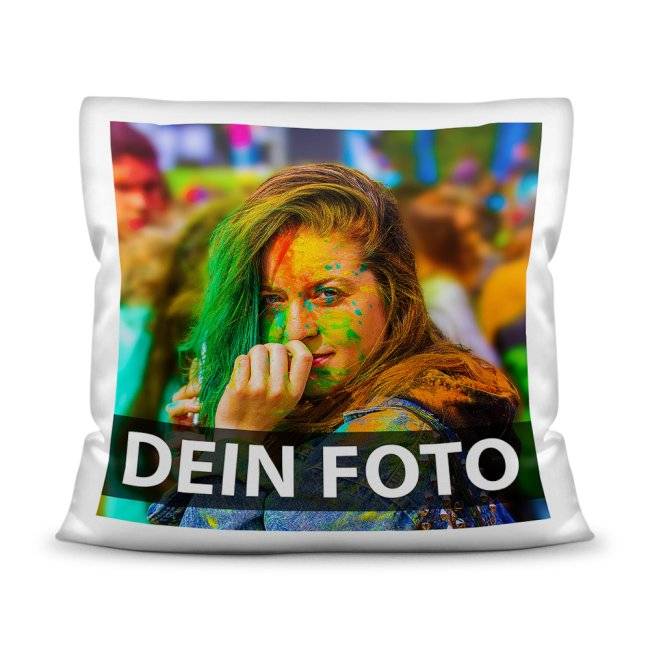 Tassendruck Fotokissen Weiß selbst gestalten