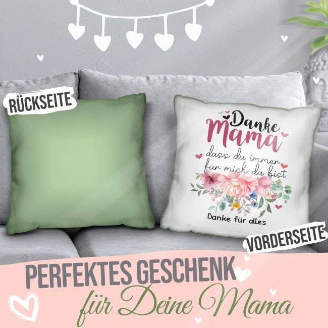 Tassendruck Kissen für Mama - Danke Mama, dass Du mich liebst - mit Wunschtext beschriften Riesige Rabatte