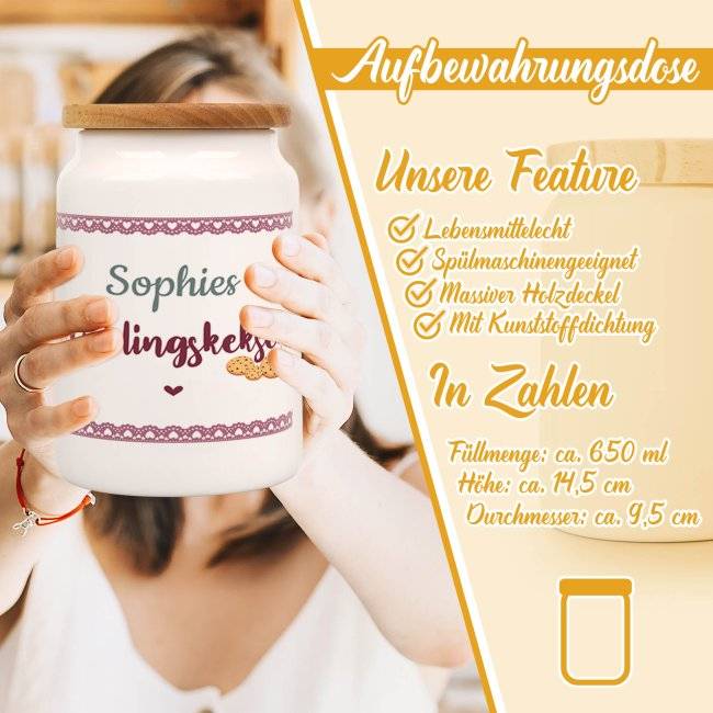 Tassendruck Personalisierte Keksdose für Lieblingskekse Auslauf
