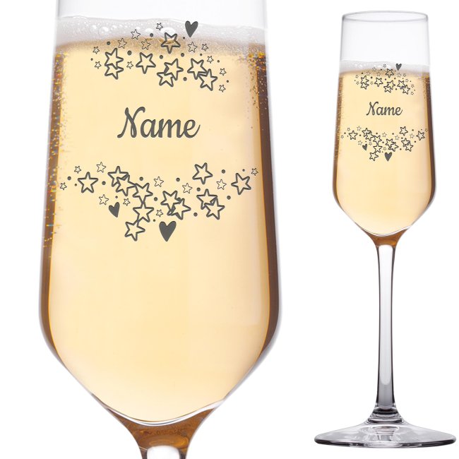 Tassendruck Sektglas mit Gravur - Sterne_TEXTPERSO-1 Begrenztes Angebot