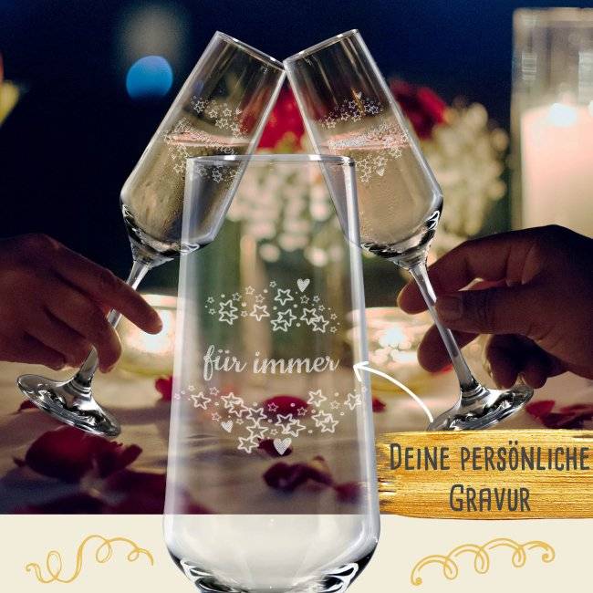 Tassendruck Sektglas mit Gravur - Sterne_TEXTPERSO-1 Begrenztes Angebot