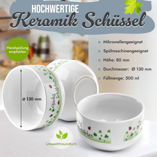 Tassendruck Müslischüssel - Glücksschälchen - 500 ml Neueste Mode