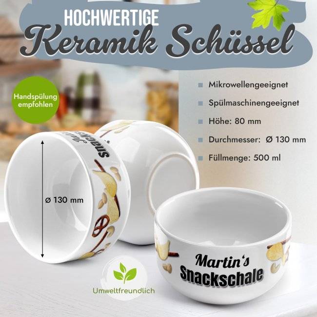 Tassendruck Müslischüssel - Snackschale salzig - mit Name - 500 ml Online Outlet
