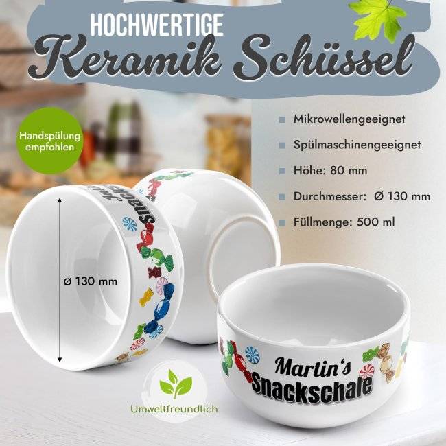 Tassendruck Müslischüssel - Snackschale süß - mit Name - 500 ml Zeitlich begrenztes Angebot