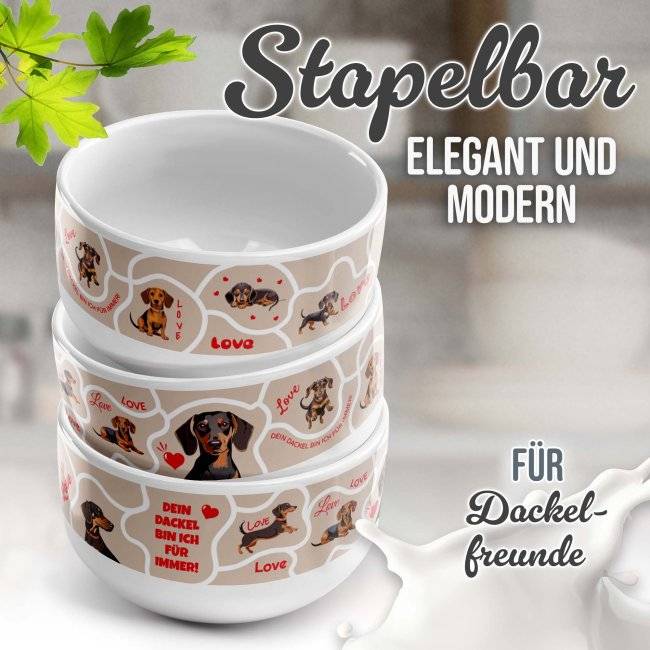 Tassendruck Müslischüssel - Dackel - 500 ml Kauf eins, bekomm eins gratis